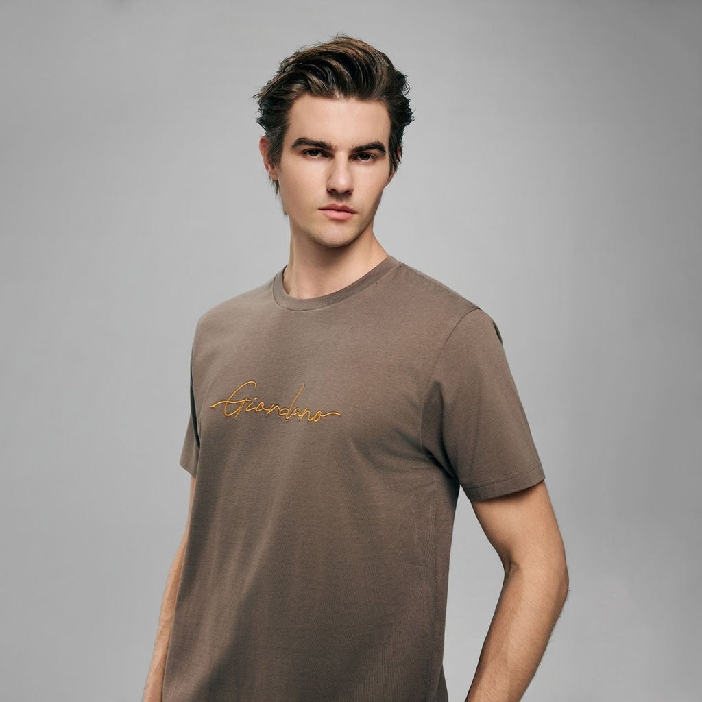 Giordano Men’s Slim Fit Cotton Signature Print Tee - first_variant_option_2 Premium Print Tee for Giordano