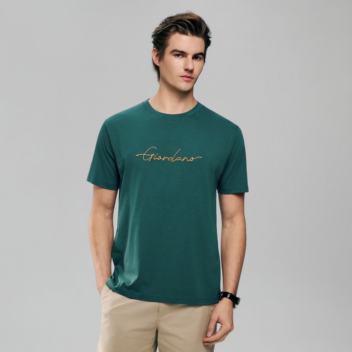 Giordano Men’s Slim Fit Cotton Signature Print Tee - first_variant_option_2 Premium Print Tee for Giordano