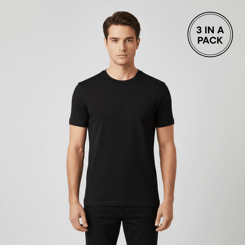 Giordano Men's Slim Fit Crew Neck Jersey T-Shirt 3-Pack – Essentials - Premium Innerwear