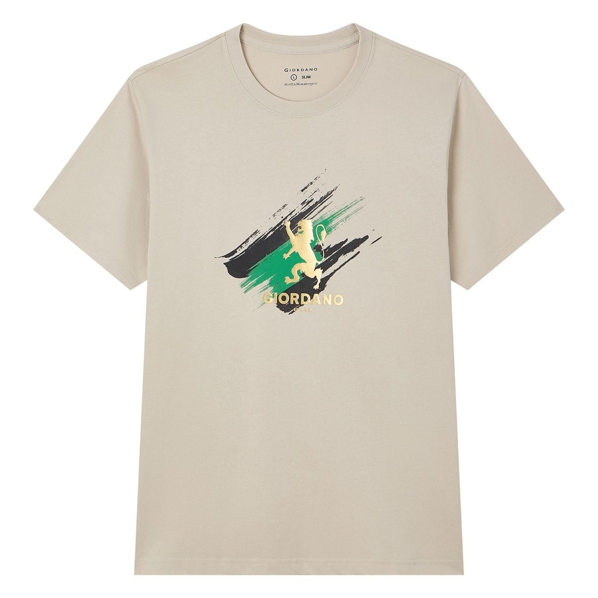 Giordano Men's Slim Fit Lion Graphic Tee - first_variant_option_2 Premium Print Tee for Giordano