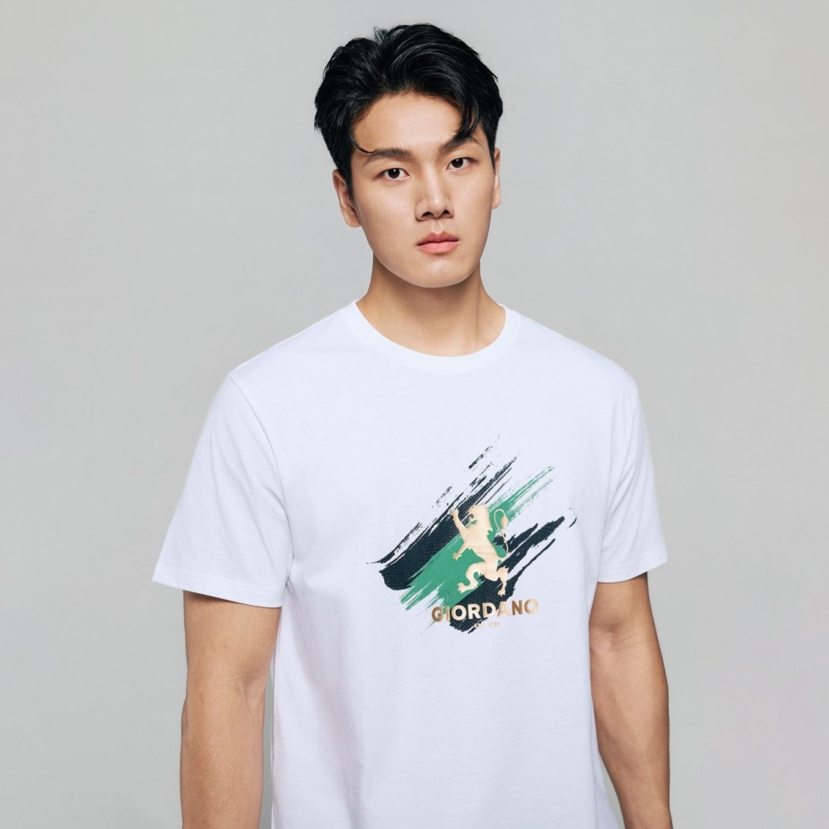 Giordano Men's Slim Fit Lion Graphic Tee - first_variant_option_2 Premium Print Tee for Giordano