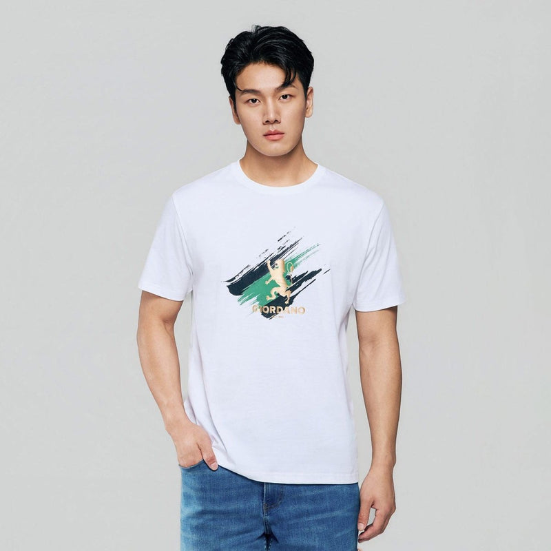 Giordano Men's Slim Fit Lion Graphic Tee - first_variant_option_2 Premium Print Tee for Giordano