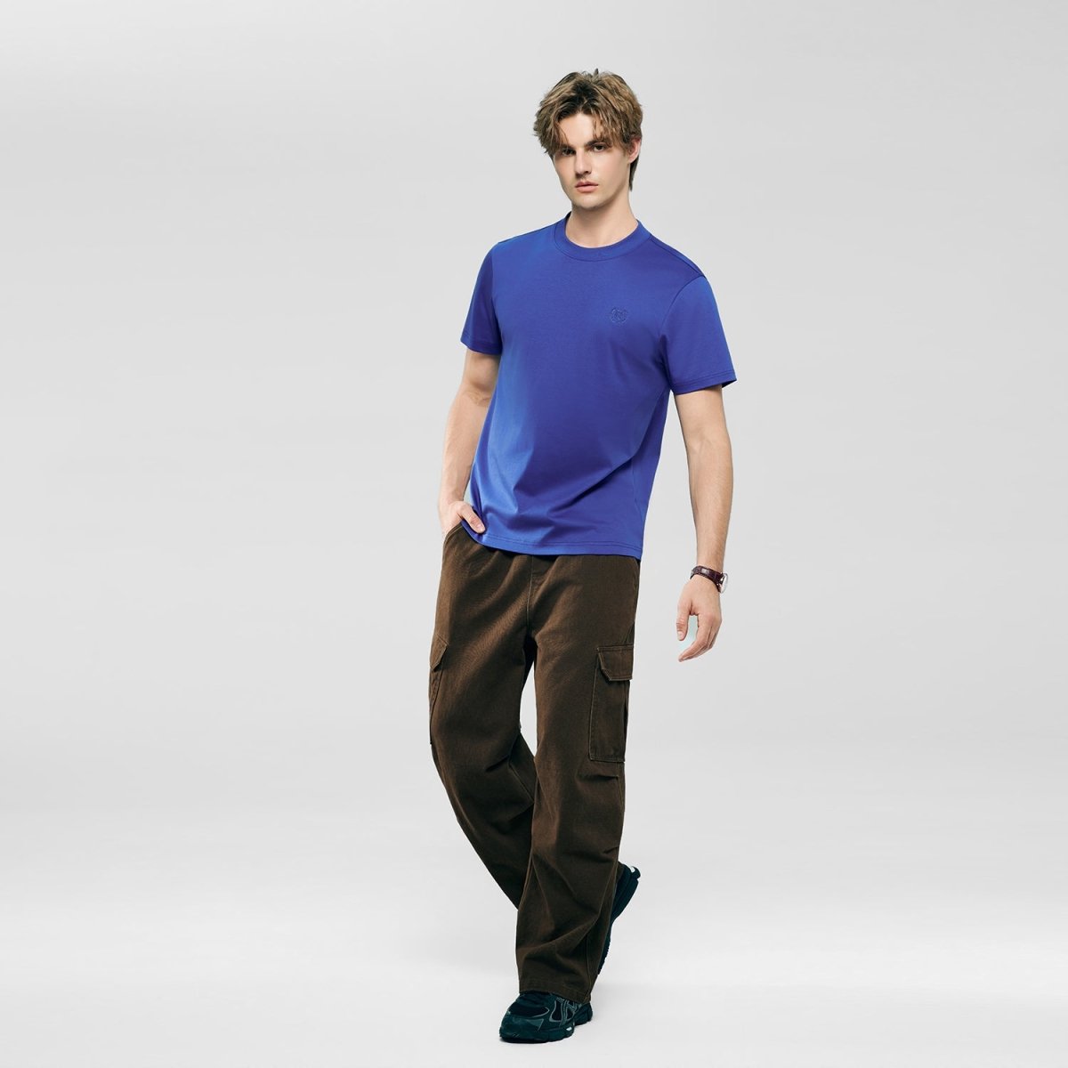 Giordano Men's Slim Fit Liquid Touch Cotton Crew Neck Tee - Premium Tee