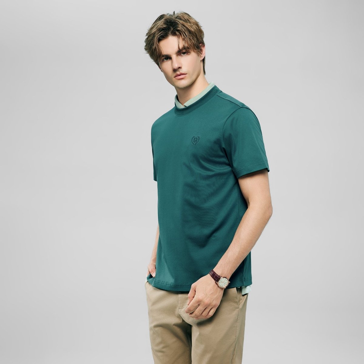 Giordano Men's Slim Fit Liquid Touch Cotton Crew Neck Tee - first_variant_option_2 Premium Tee for Giordano