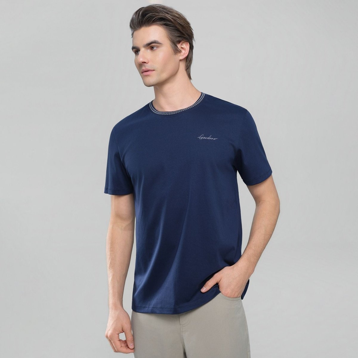 Giordano Men's Slim Fit Liquid Touch Cotton Tee - first_variant_option_2 Premium Tee for Giordano