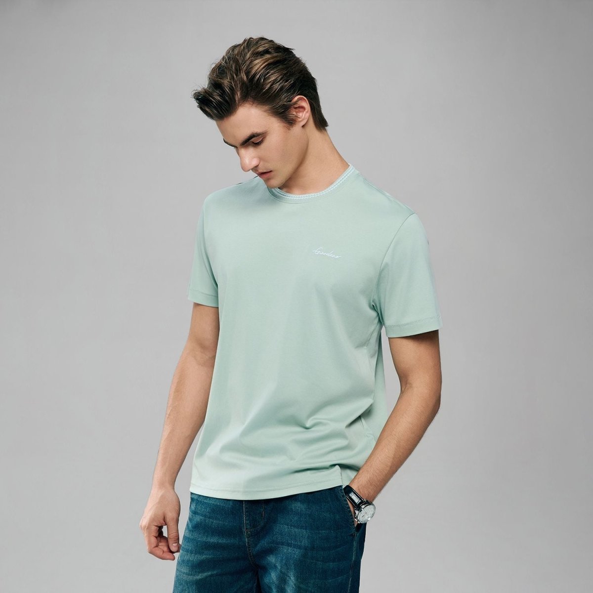 Giordano Men's Slim Fit Liquid Touch Cotton Tee - first_variant_option_2 Premium Tee for Giordano