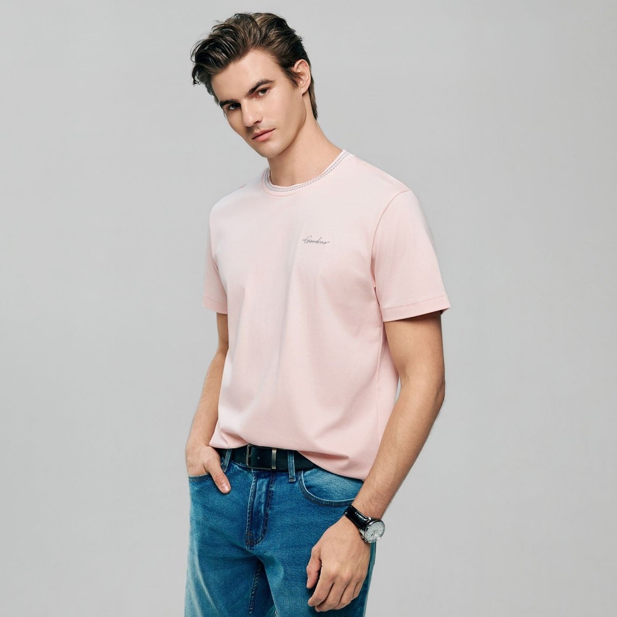 Giordano Men's Slim Fit Liquid Touch Cotton Tee - first_variant_option_2 Premium Tee for Giordano