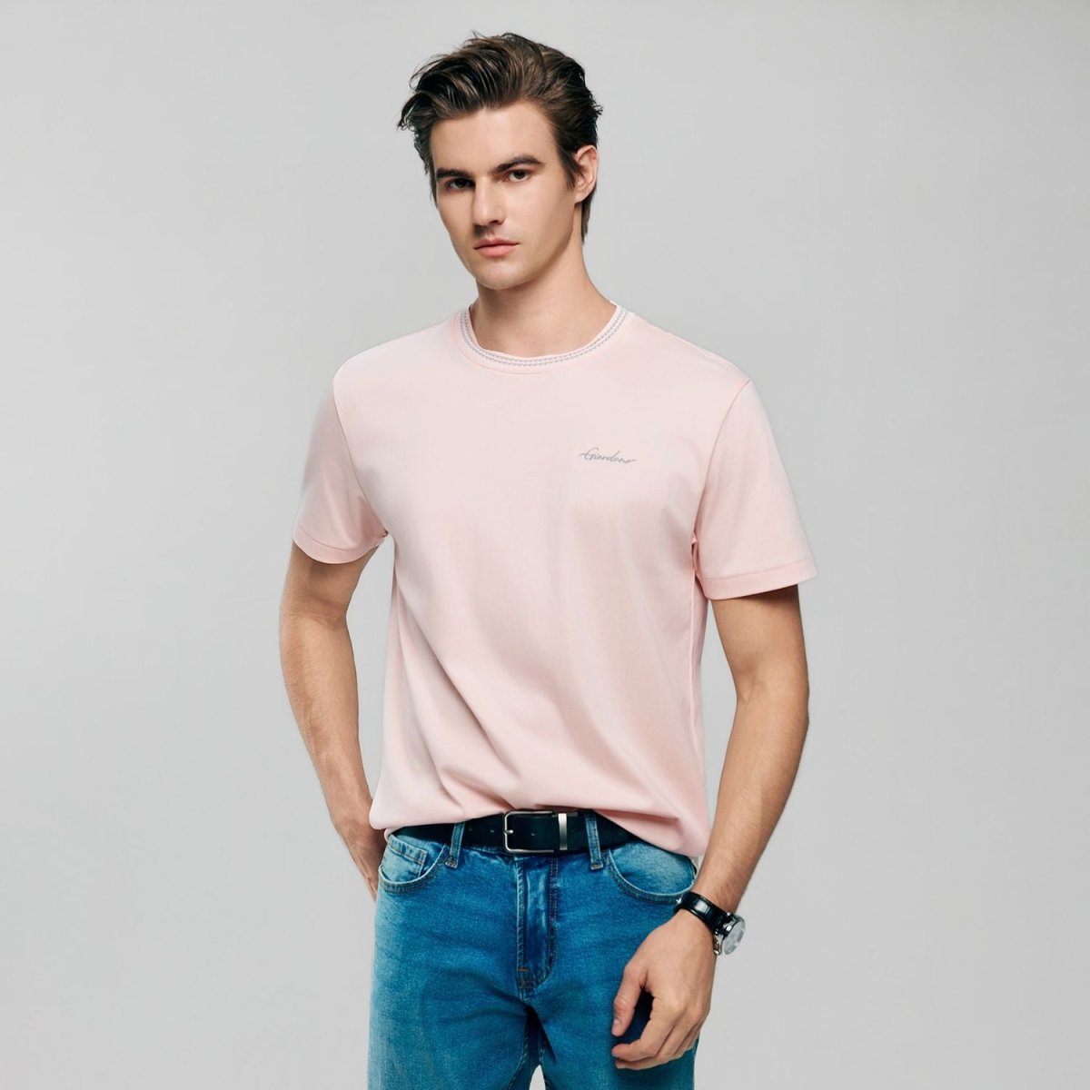 Giordano Men's Slim Fit Liquid Touch Cotton Tee - first_variant_option_2 Premium Tee for Giordano