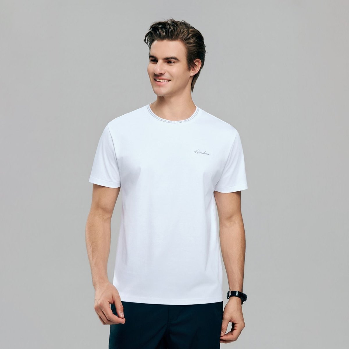 Giordano Men's Slim Fit Liquid Touch Cotton Tee - first_variant_option_2 Premium Tee for Giordano