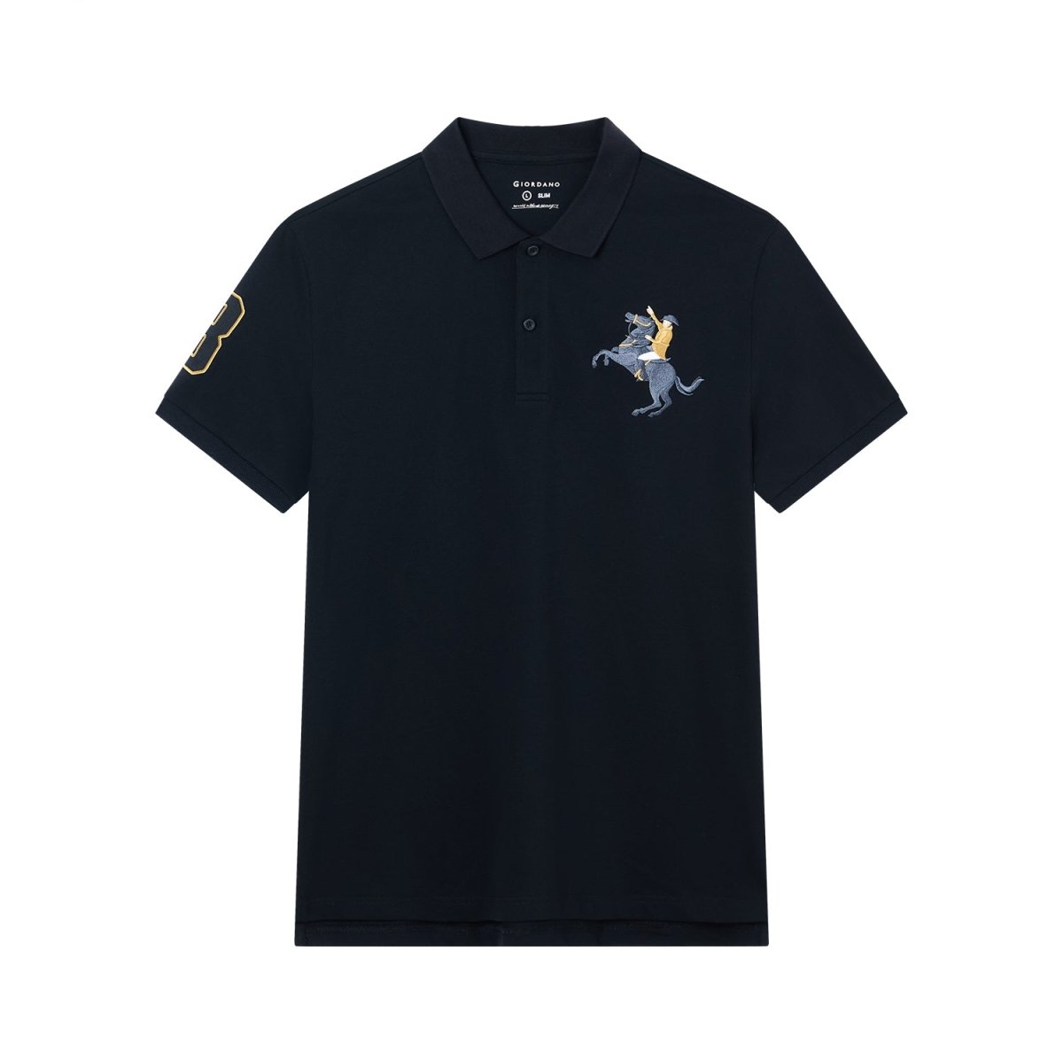 Giordano Men’S Slim Fit Napoleon Embroidery Lycra Pique Polo - first_variant_option_2 Premium Polo for Giordano