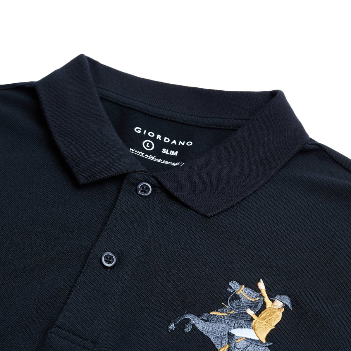 Giordano Men’S Slim Fit Napoleon Embroidery Lycra Pique Polo - first_variant_option_2 Premium Polo for Giordano