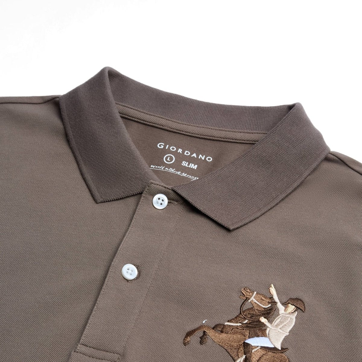 Giordano Men’S Slim Fit Napoleon Embroidery Lycra Pique Polo - first_variant_option_2 Premium Polo for Giordano
