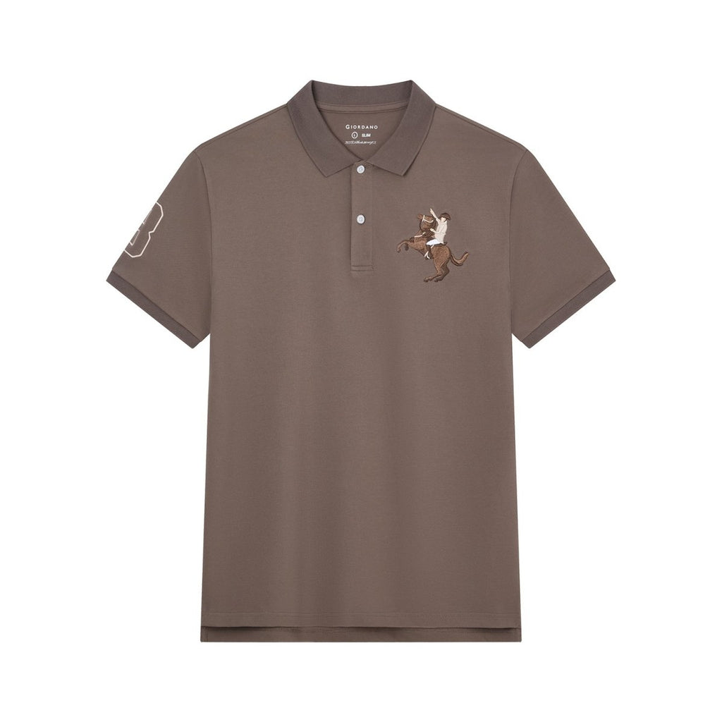 Giordano Men’S Slim Fit Napoleon Embroidery Lycra Pique Polo - first_variant_option_2 Premium Polo for Giordano