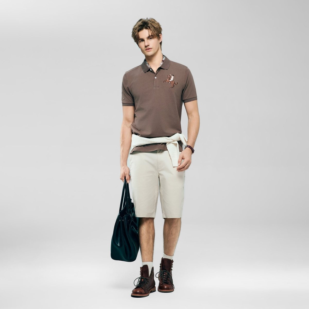 Giordano Men’S Slim Fit Napoleon Embroidery Lycra Pique Polo - first_variant_option_2 Premium Polo for Giordano