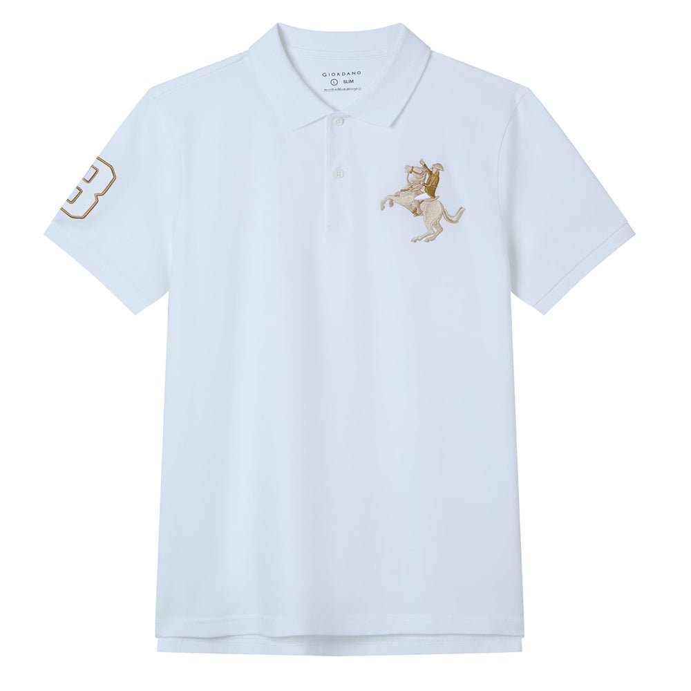 Giordano Men’S Slim Fit Napoleon Embroidery Lycra Pique Polo - first_variant_option_2 Premium Polo for Giordano