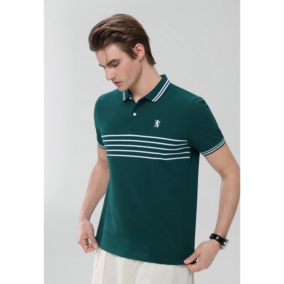 Giordano Men's Slim Fit Signature Striped Lion Polo - first_variant_option_2 Premium Polo for Giordano