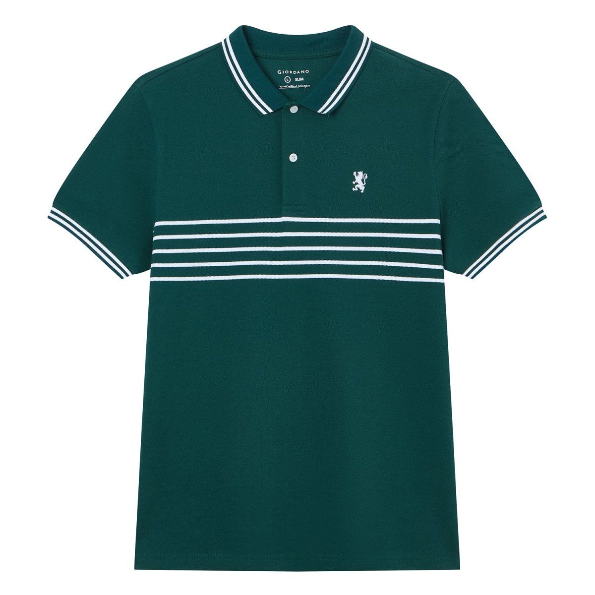 Giordano Men's Slim Fit Signature Striped Lion Polo - first_variant_option_2 Premium Polo for Giordano