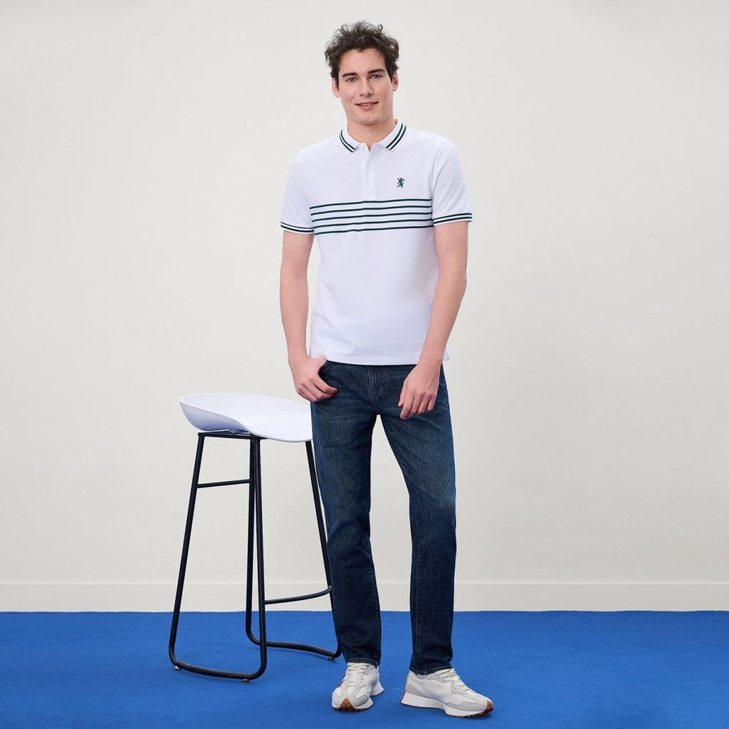 Giordano Men's Slim Fit Signature Striped Lion Polo - Premium Polo