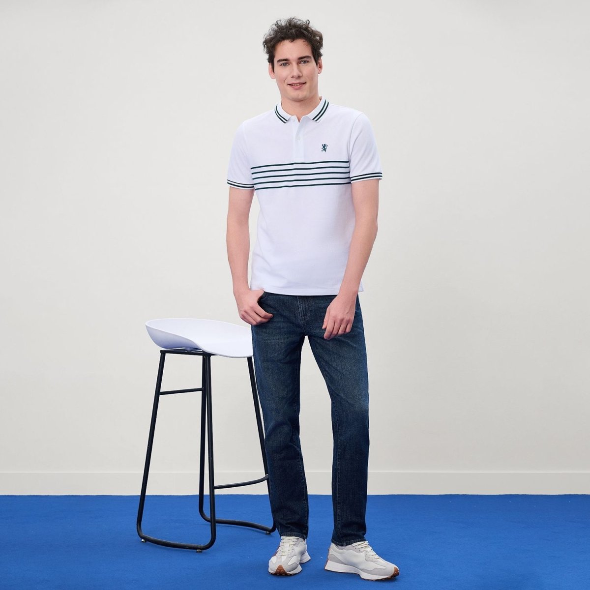 Giordano Men's Slim Fit Signature Striped Lion Polo - Premium Polo
