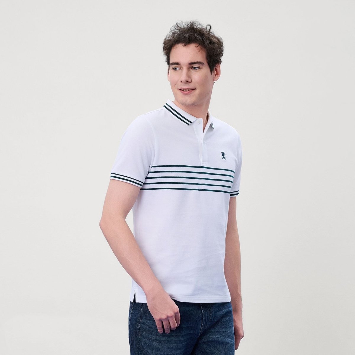 Giordano Men's Slim Fit Signature Striped Lion Polo - Premium Polo