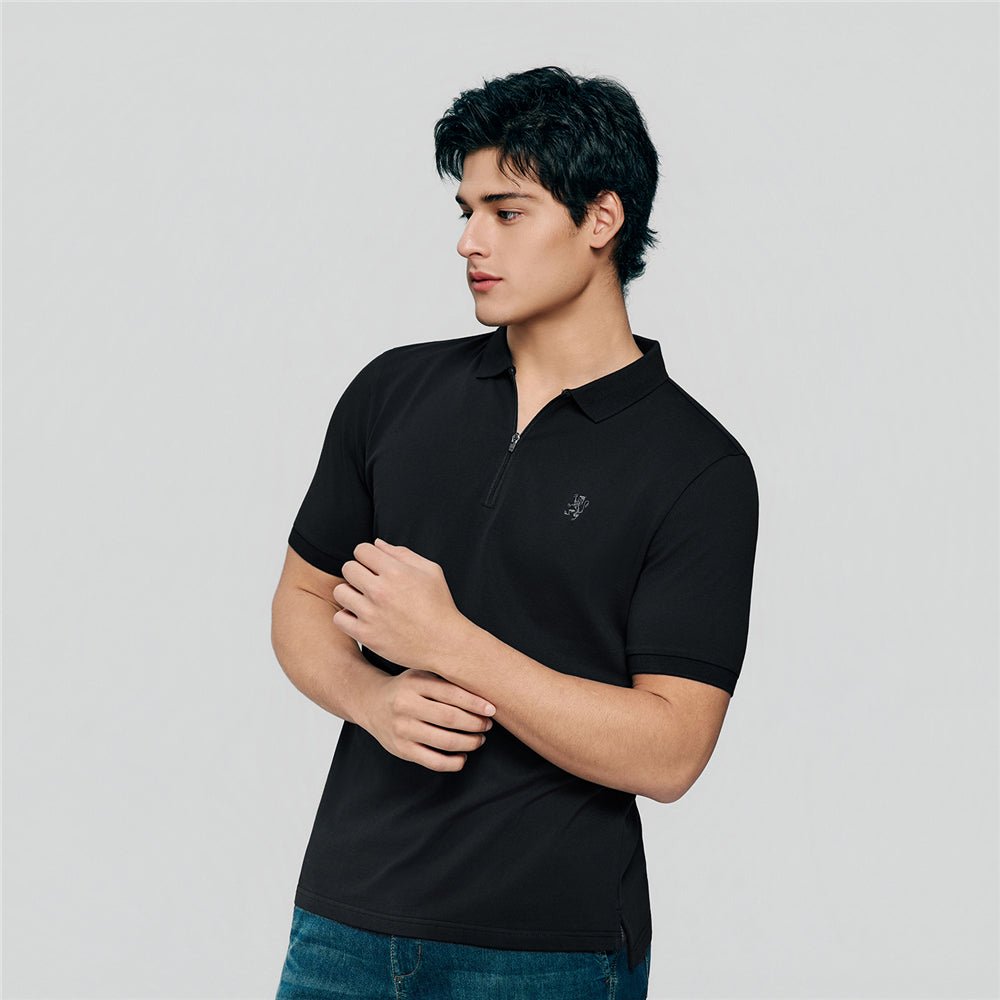 Giordano Men's Slim Fit Small Lion Zipper Polo - first_variant_option_2 Premium Polo for Giordano