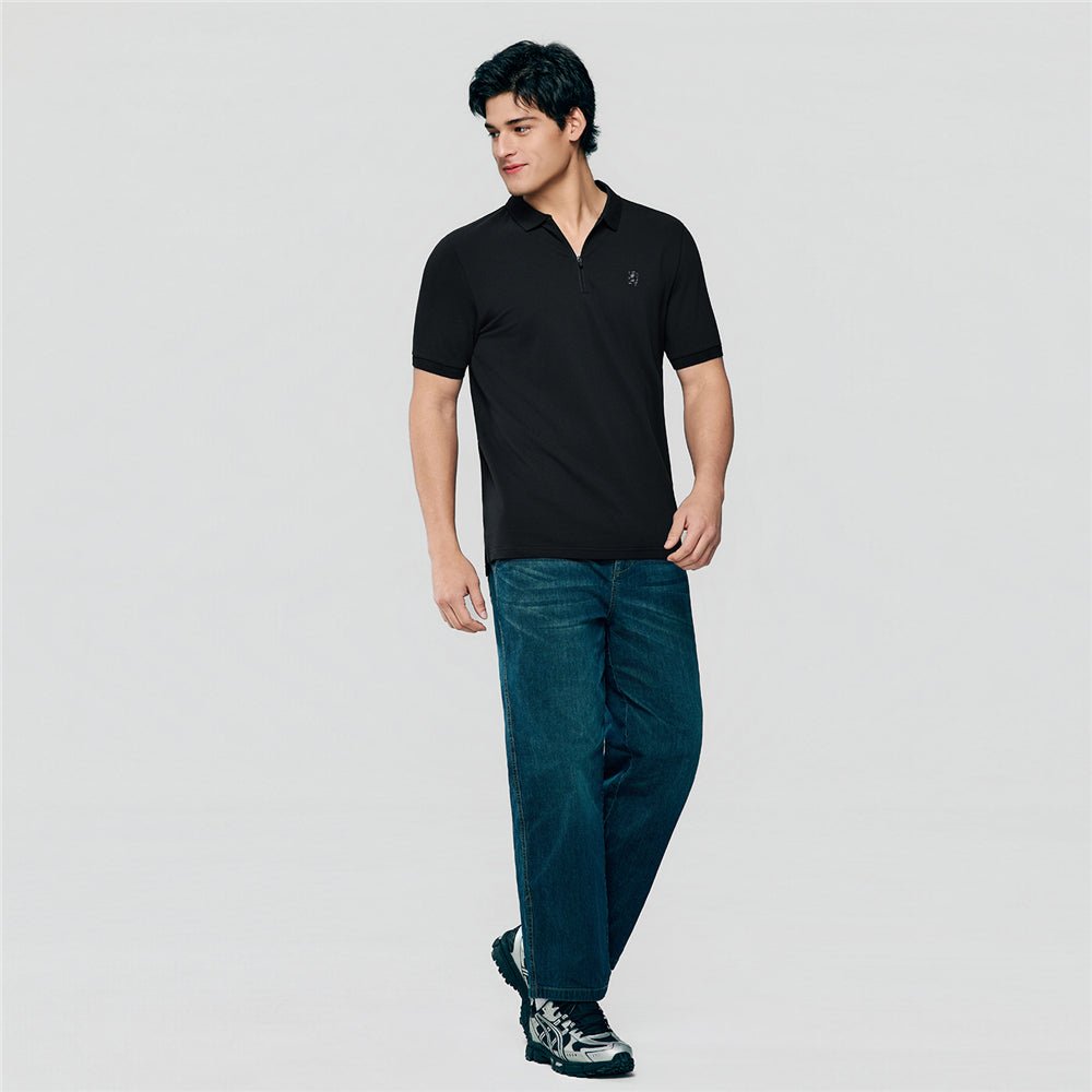 Giordano Men's Slim Fit Small Lion Zipper Polo - first_variant_option_2 Premium Polo for Giordano