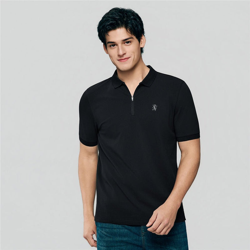 Giordano Men's Slim Fit Small Lion Zipper Polo - first_variant_option_2 Premium Polo for Giordano