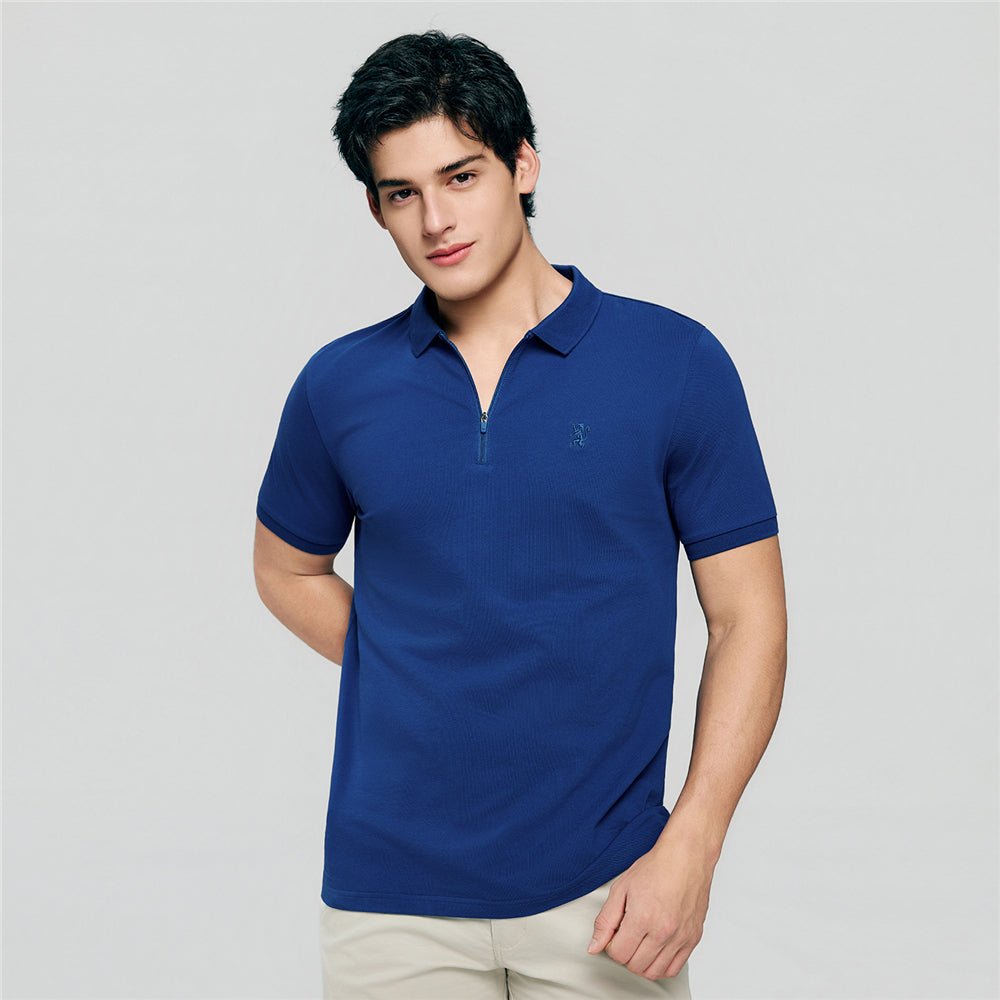 Giordano Men's Slim Fit Small Lion Zipper Polo - first_variant_option_2 Premium Polo for Giordano