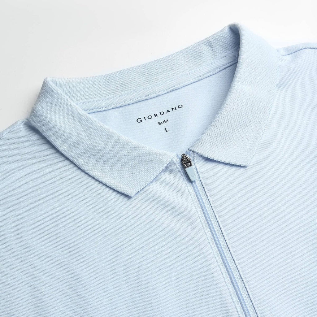 Giordano Men's Slim Fit Small Lion Zipper Polo - Premium Polo