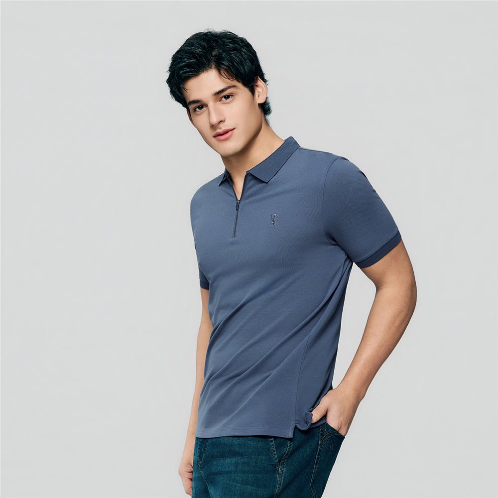 Giordano Men's Slim Fit Small Lion Zipper Polo - first_variant_option_2 Premium Polo for Giordano