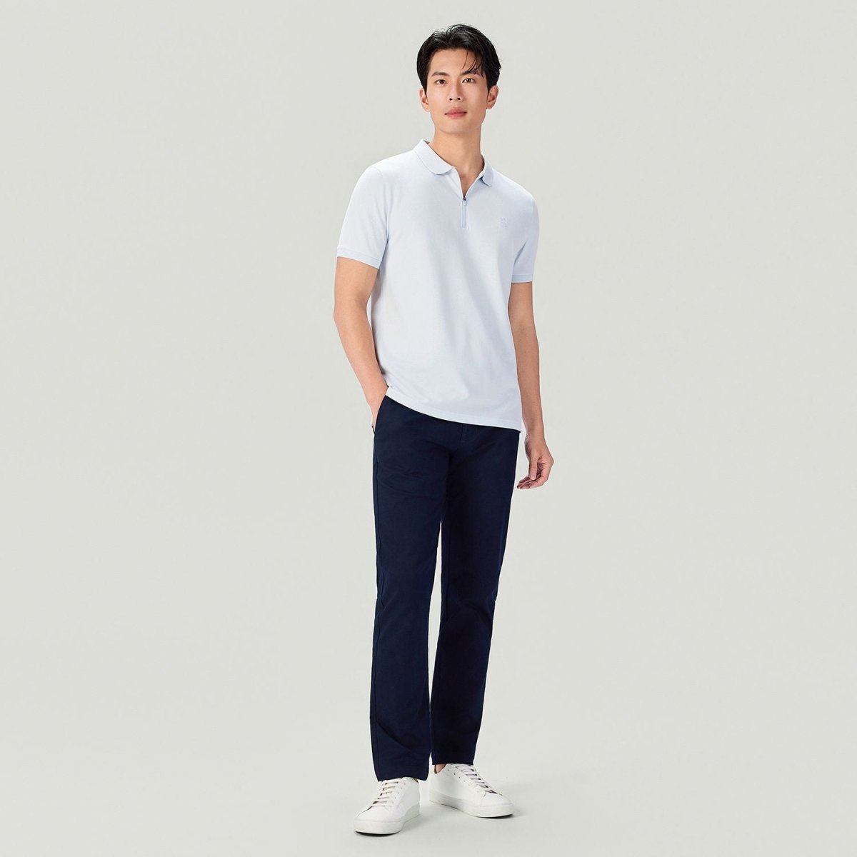 Giordano Men's Slim Fit Small Lion Zipper Polo - Premium Polo