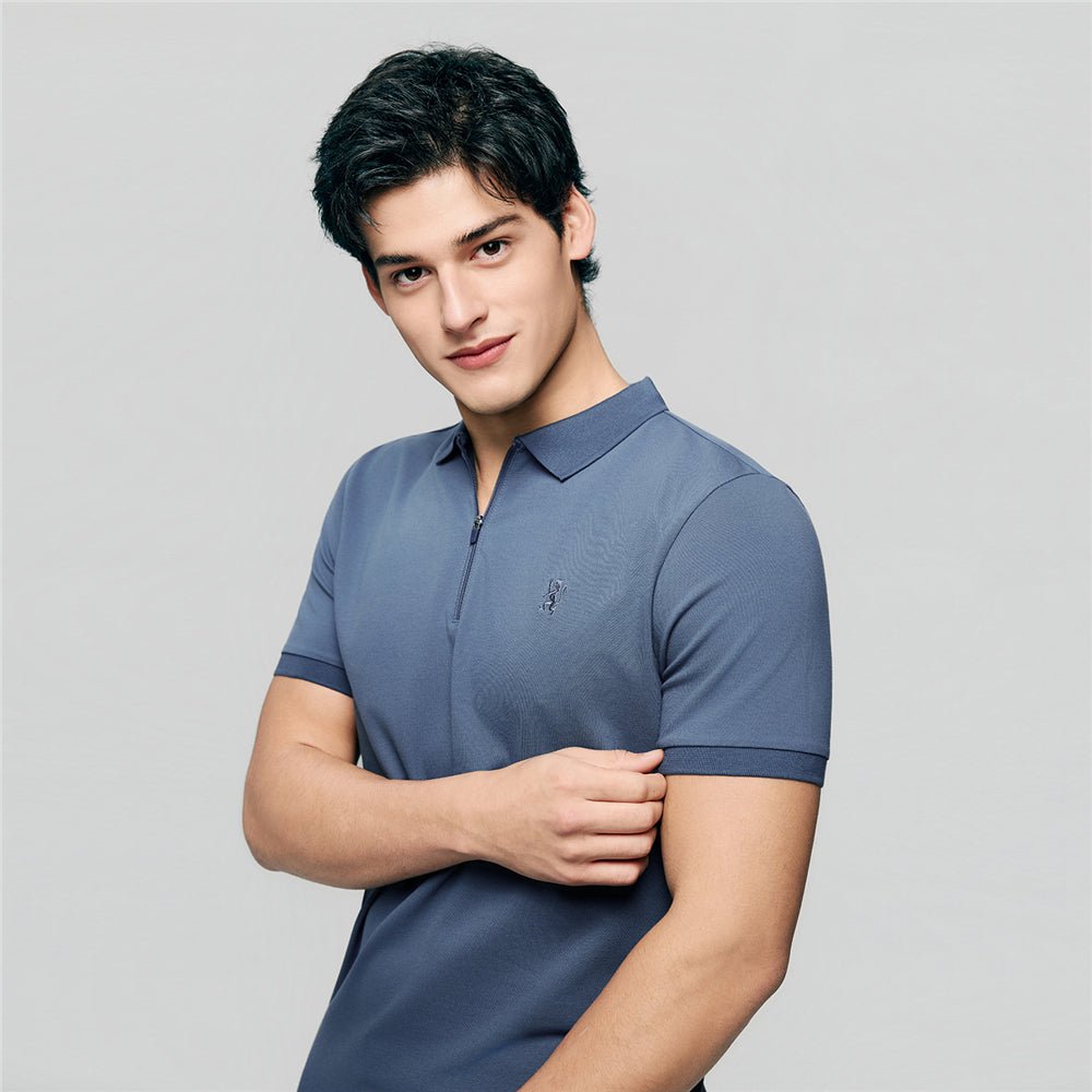 Giordano Men's Slim Fit Small Lion Zipper Polo - first_variant_option_2 Premium Polo for Giordano