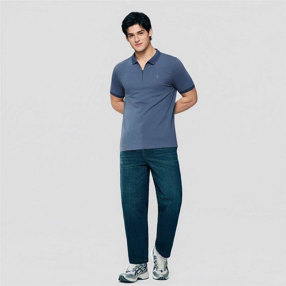 Giordano Men's Slim Fit Small Lion Zipper Polo - first_variant_option_2 Premium Polo for Giordano