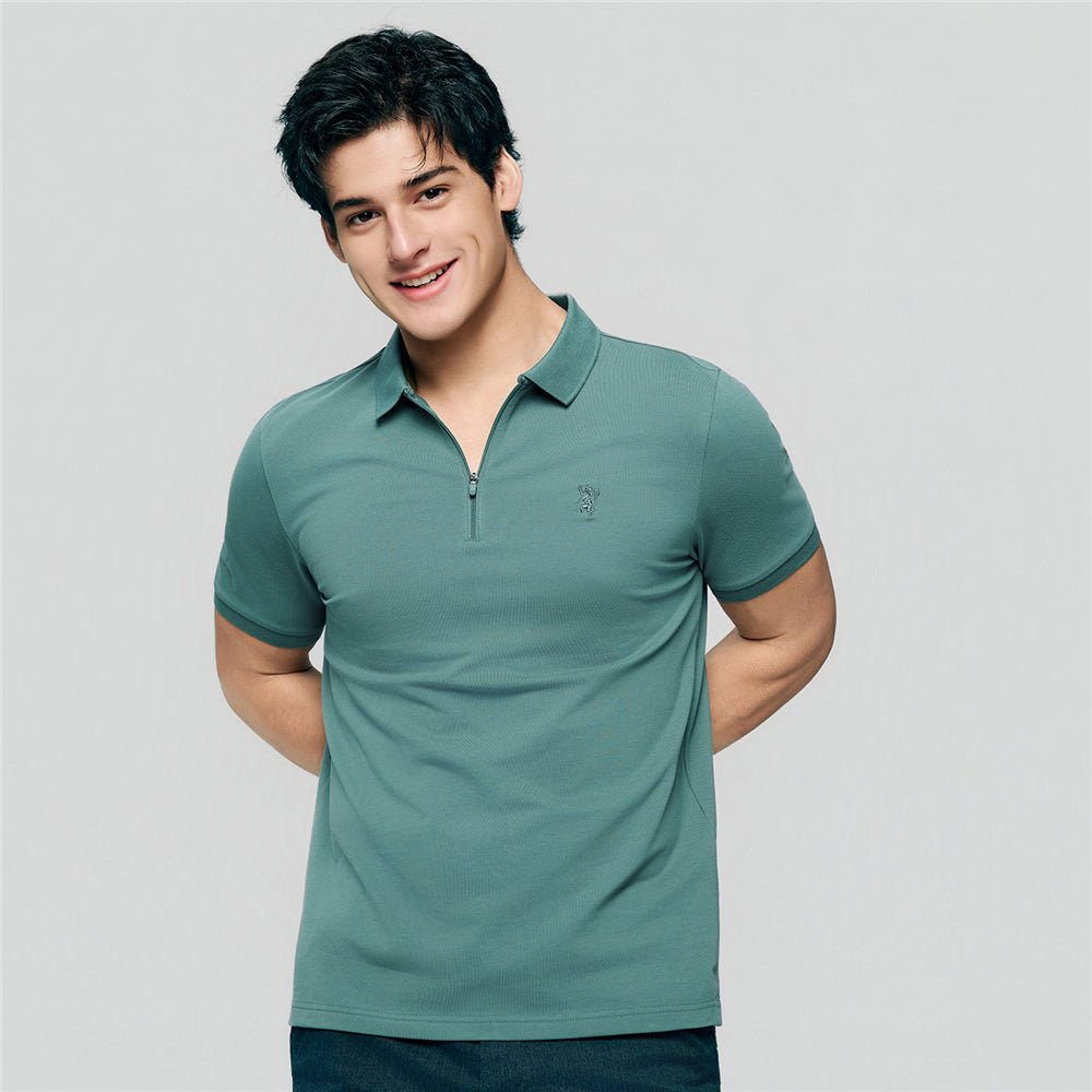 Giordano Men's Slim Fit Small Lion Zipper Polo - first_variant_option_2 Premium Polo for Giordano