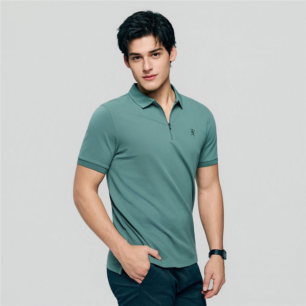 Giordano Men's Slim Fit Small Lion Zipper Polo - first_variant_option_2 Premium Polo for Giordano
