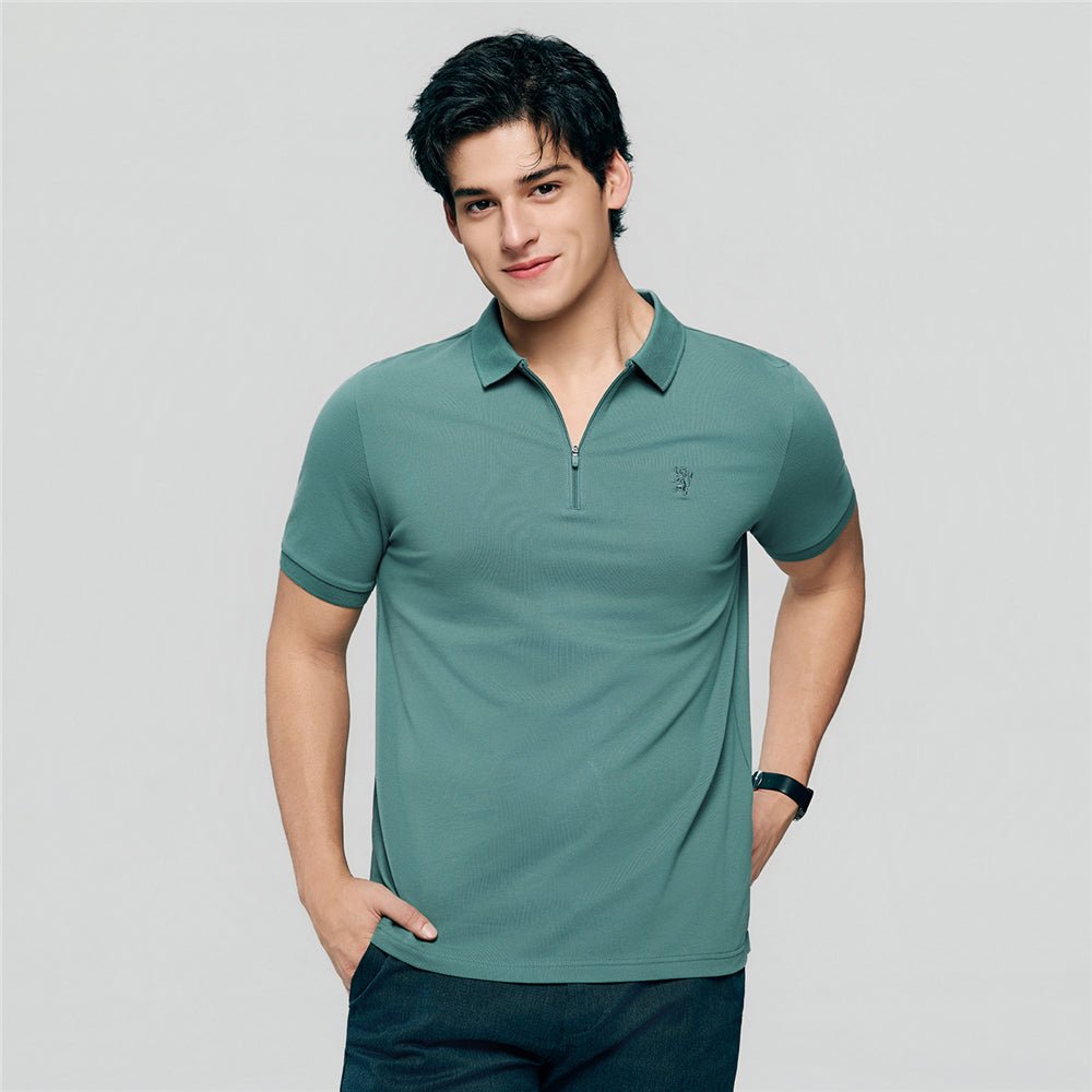 Giordano Men's Slim Fit Small Lion Zipper Polo - first_variant_option_2 Premium Polo for Giordano