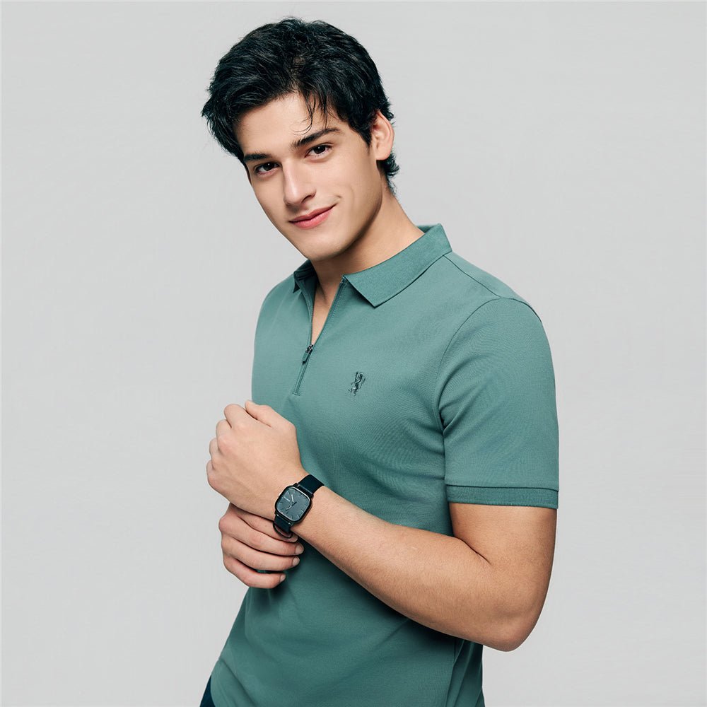 Giordano Men's Slim Fit Small Lion Zipper Polo - first_variant_option_2 Premium Polo for Giordano