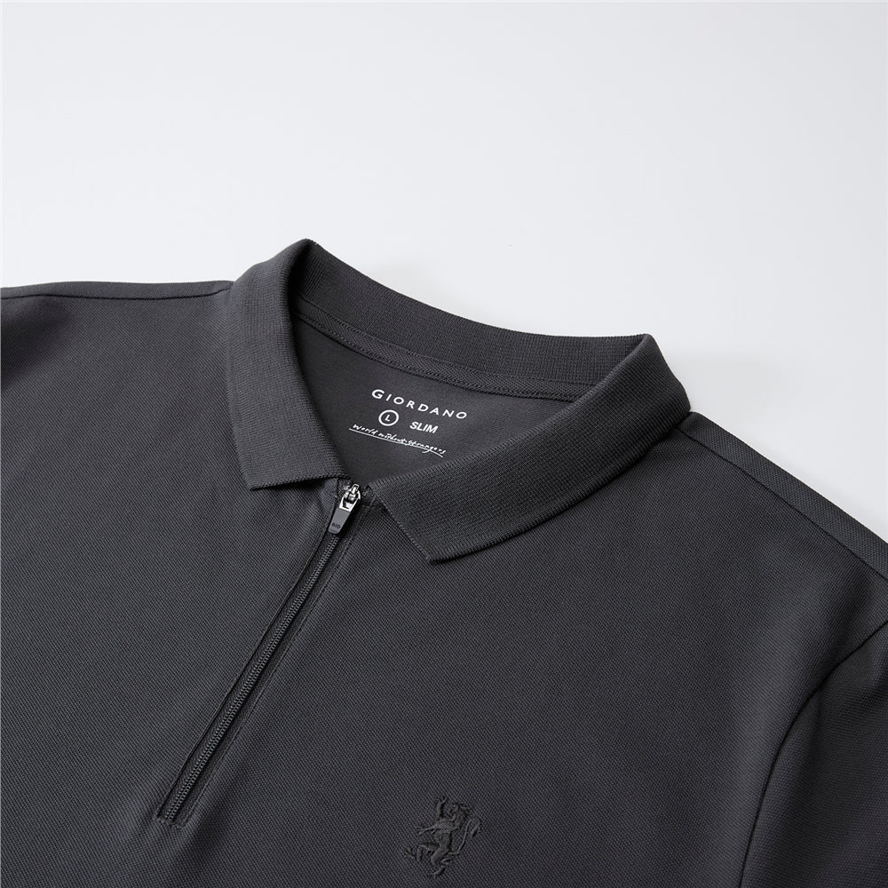 Giordano Men's Slim Fit Small Lion Zipper Polo - first_variant_option_2 Premium Polo for Giordano