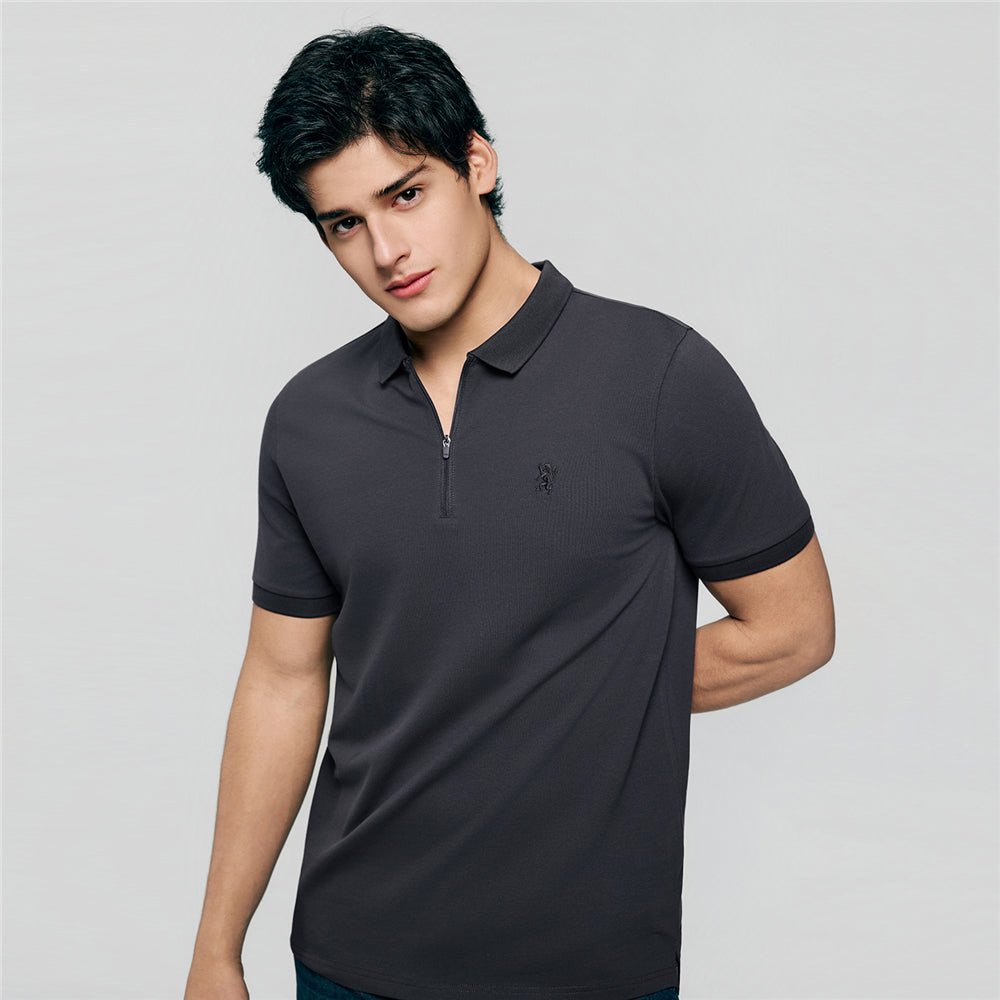 Giordano Men's Slim Fit Small Lion Zipper Polo - first_variant_option_2 Premium Polo for Giordano