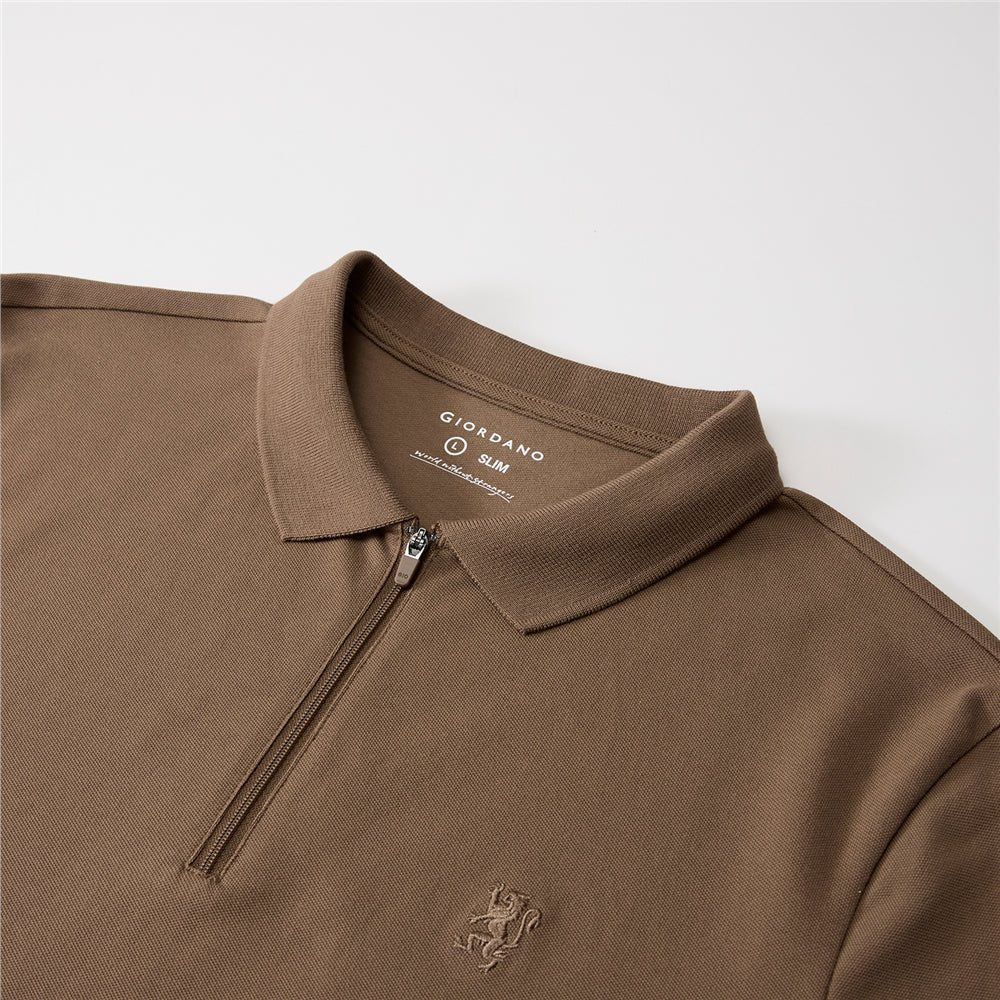 Giordano Men's Slim Fit Small Lion Zipper Polo - first_variant_option_2 Premium Polo for Giordano