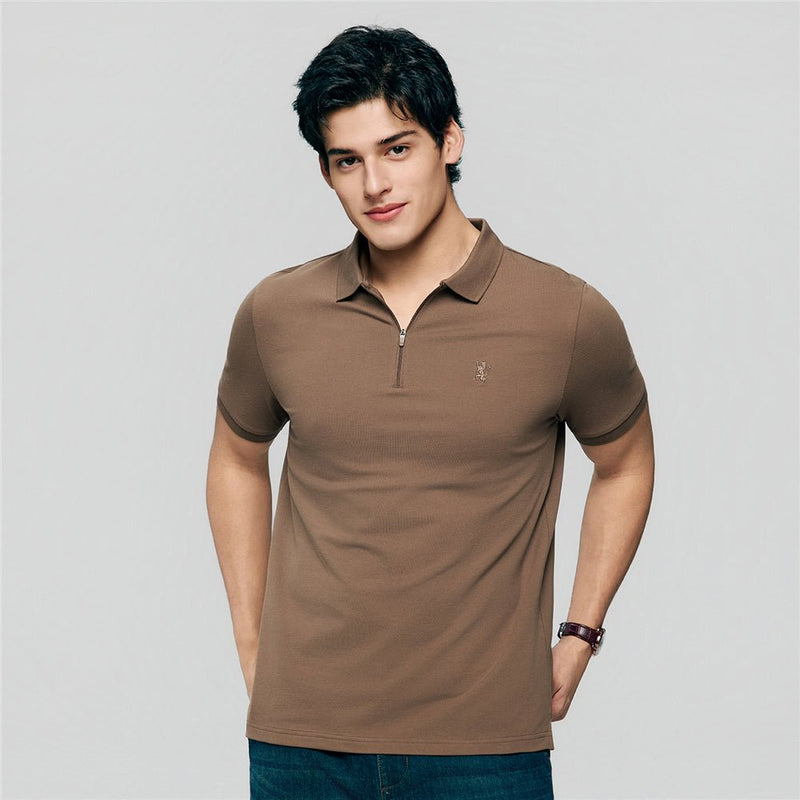 Giordano Men's Slim Fit Small Lion Zipper Polo - first_variant_option_2 Premium Polo for Giordano
