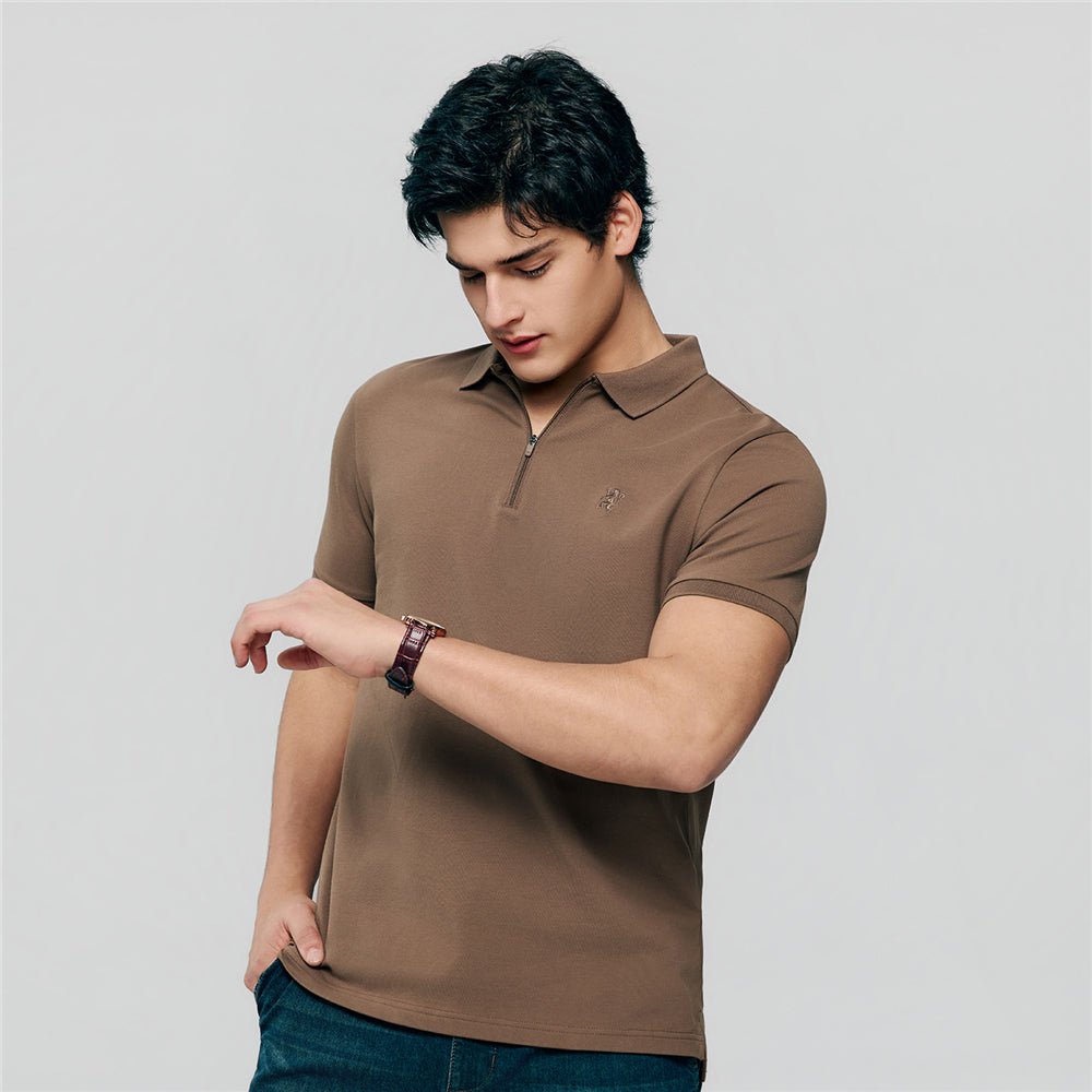 Giordano Men's Slim Fit Small Lion Zipper Polo - first_variant_option_2 Premium Polo for Giordano