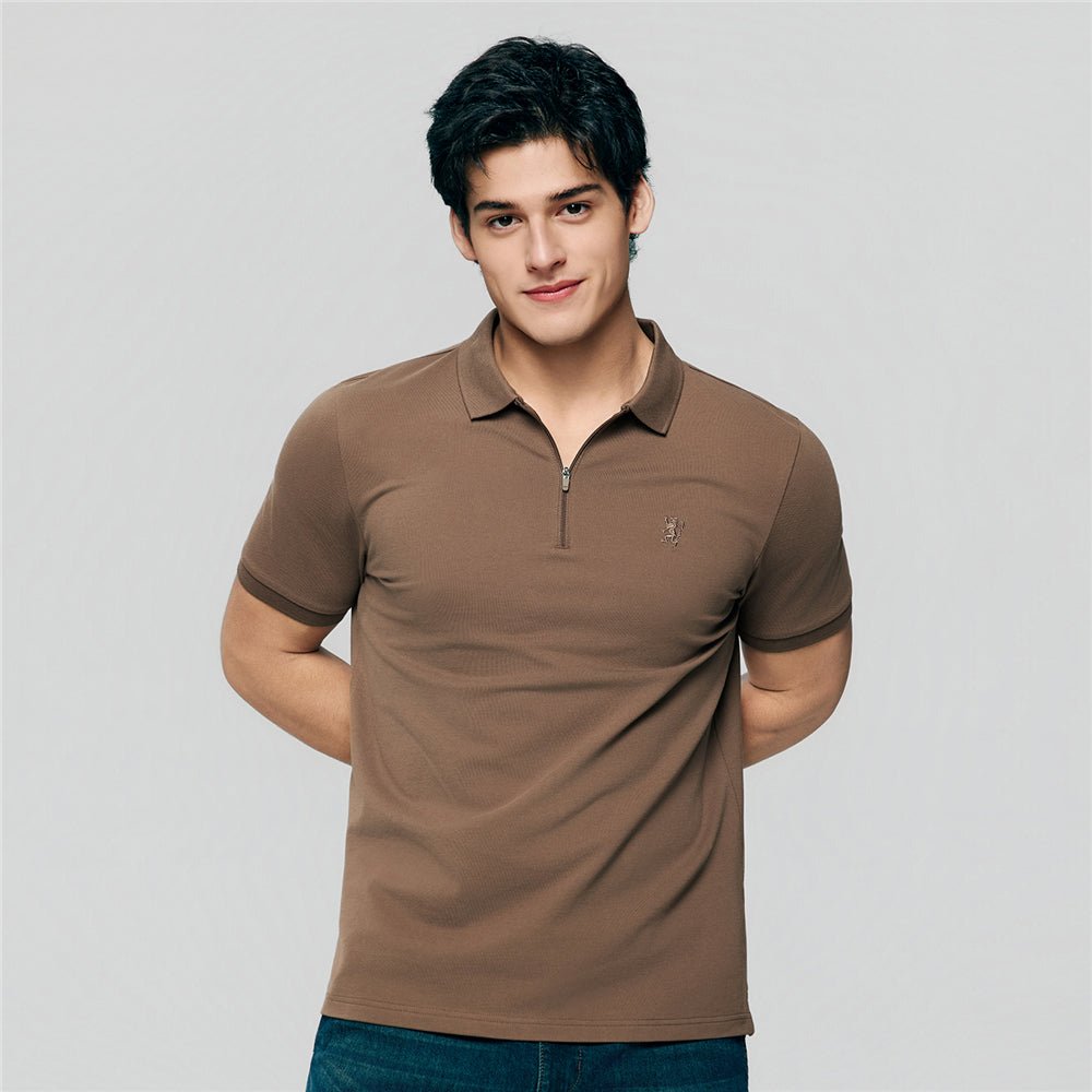 Giordano Men's Slim Fit Small Lion Zipper Polo - first_variant_option_2 Premium Polo for Giordano