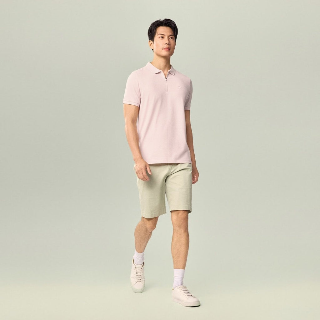 Giordano Men's Slim Fit Small Lion Zipper Polo - Premium Polo