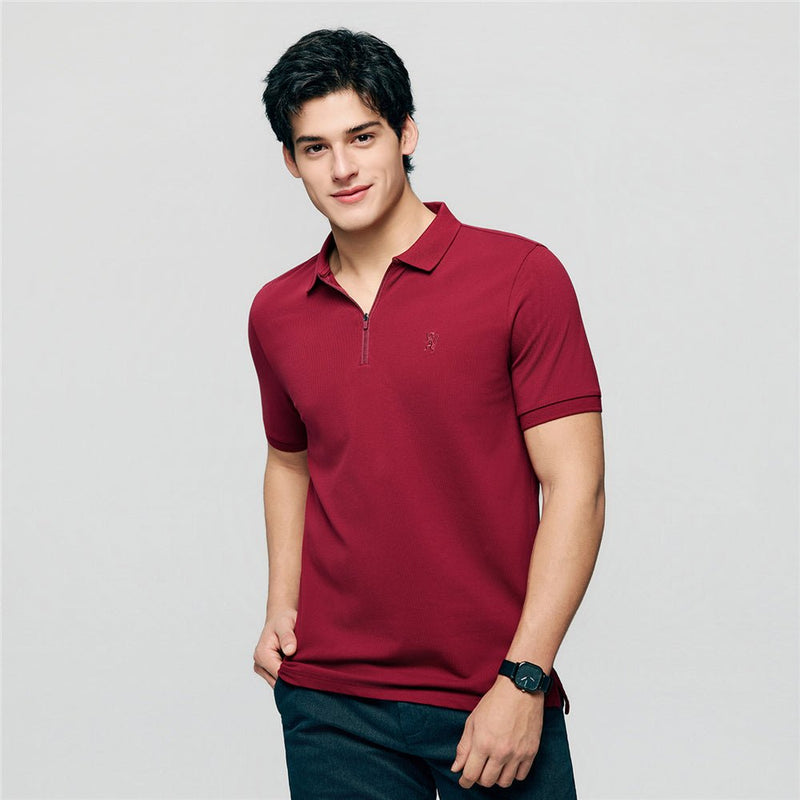 Giordano Men's Slim Fit Small Lion Zipper Polo - first_variant_option_2 Premium Polo for Giordano