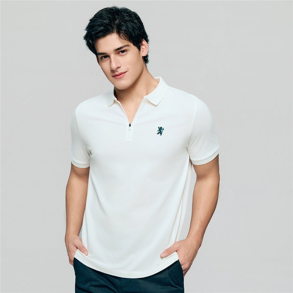 Giordano Men's Slim Fit Small Lion Zipper Polo - first_variant_option_2 Premium Polo for Giordano