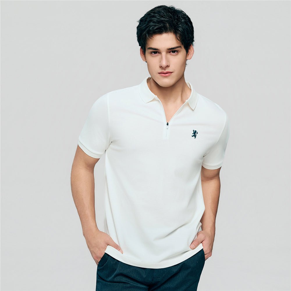 Giordano Men's Slim Fit Small Lion Zipper Polo - first_variant_option_2 Premium Polo for Giordano