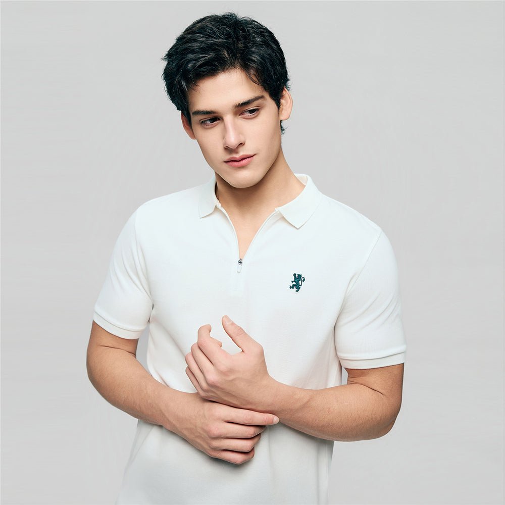 Giordano Men's Slim Fit Small Lion Zipper Polo - first_variant_option_2 Premium Polo for Giordano