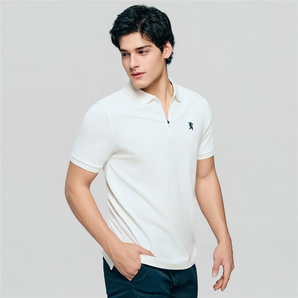 Giordano Men's Slim Fit Small Lion Zipper Polo - first_variant_option_2 Premium Polo for Giordano