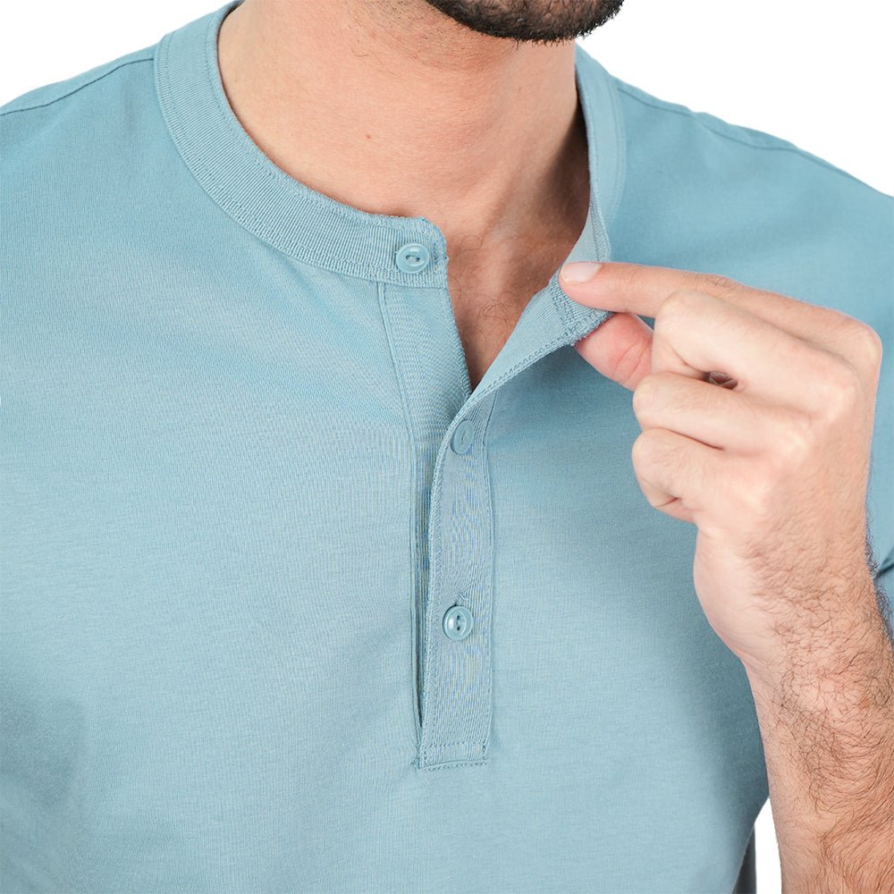 Giordano Men’s Slim Henley Short - Sleeve Button Front Tee - first_variant_option_2 Premium Tee for Giordano